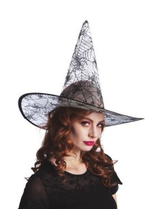 Cappello da strega grigio con ragnatela - di alta qualità, ideale per carnevale, feste a tema ed eventi speciali